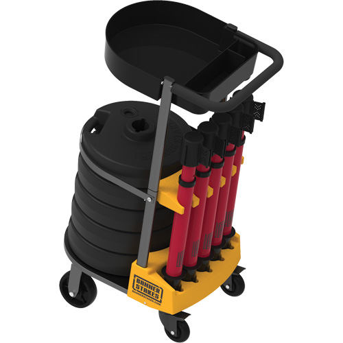 PLUS Barrier Post Cart Kit with Tray, 75' L, Metal, Yellow Groupe Generik