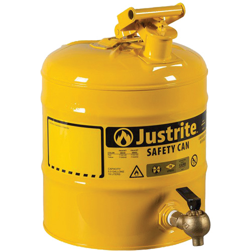 Safety Shelf Can, Type I, Steel, 5 US gal., Yellow, FM Approved Groupe Generik