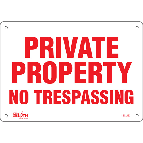 Enseigne Private Property, 7" x 10", Plastique, Anglais Groupe Generik