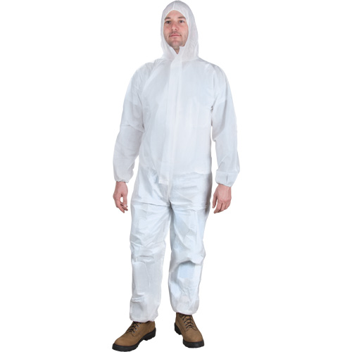 Hooded Coveralls, Large, White, Microporous Groupe Generik