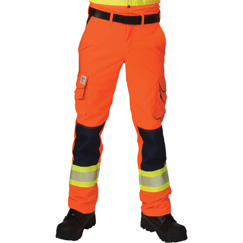 Pantalons cargo haute visibilit&eacute; antid&eacute;chirure, Polyester, 28, Orange haute visibilit&eacute; Groupe Generik