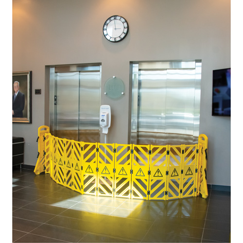 Portable Mobile Barrier, 40" H x 13' L, Yellow Groupe Generik