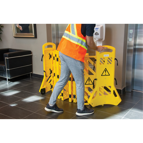 Portable Mobile Barrier, 40" H x 13' L, Yellow Groupe Generik