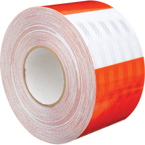 High Intensity Prismatic Grade Barricade Sheeting, 4" W x 150' L, 19 mils, Orange and White Groupe Generik