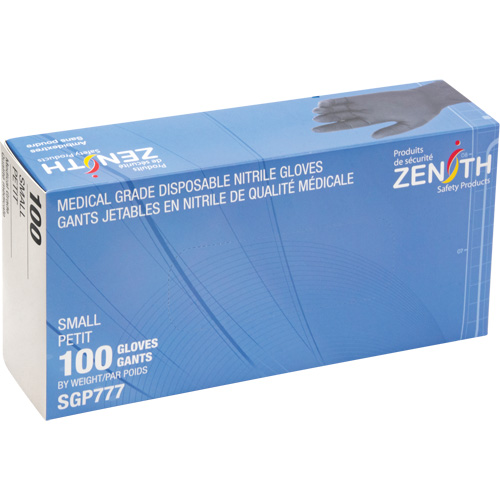 Gants jetables de calibre m&eacute;dical r&eacute;sistants &agrave; la perforation, Petit, Nitrile, 5 mils, Sans poudre, Noir, Classe 2 Groupe Generik