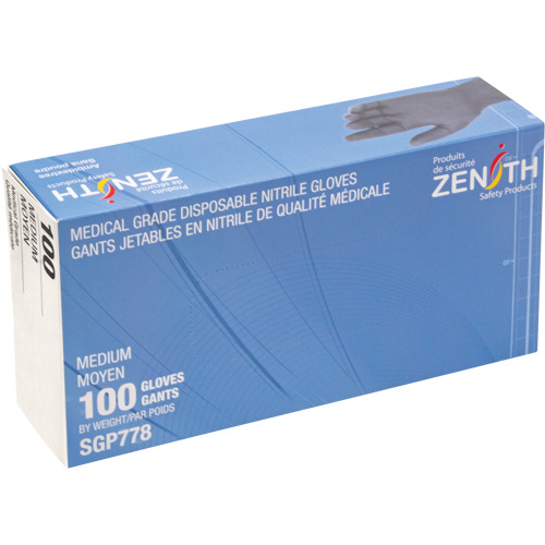 Puncture-Resistant Medical-Grade Disposable Gloves, Medium, Nitrile, 5-mil, Powder-Free, Black, Class 2 Groupe Generik
