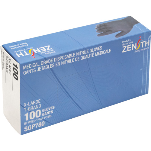 Puncture-Resistant Medical-Grade Disposable Gloves, X-Large, Nitrile, 5-mil, Powder-Free, Black, Class 2 Groupe Generik