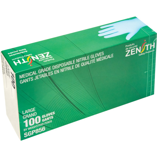 Puncture-Resistant Medical-Grade Disposable Gloves, Large, Nitrile, 3.5-mil, Powder-Free, Blue, Class 2 Groupe Generik