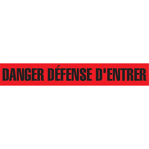 "Danger D&eacute;fense D'Entrer" Barricade Tape, French, 3" W x 1000' L, 2 mils, Black on Red Groupe Generik