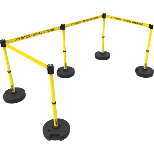 Plus Barrier Post Set, Plastic, 42" H, Yellow Tape, 15' Tape Length Groupe Generik