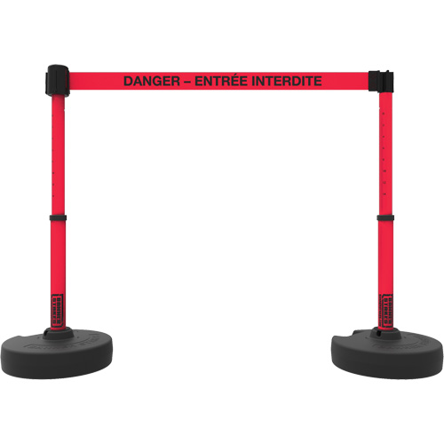 Ensemble de montants pour barri&egrave;re Plus, Plastique, 42" h, Ruban Rouge, Longueur du ruban 15' Groupe Generik