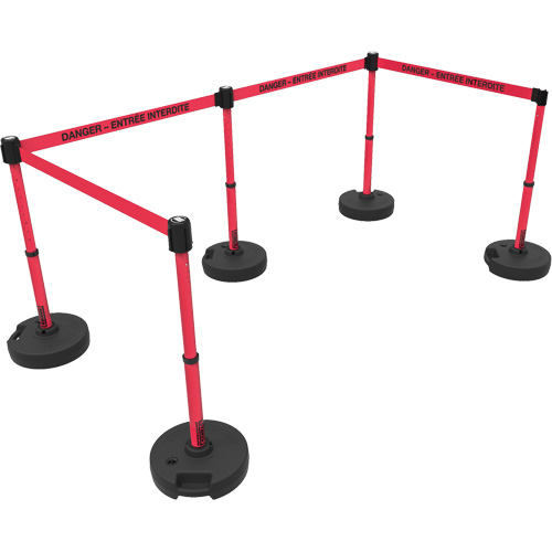 Plus Barrier Post Set, Plastic, 42" H, Red Tape, 15' Tape Length Groupe Generik