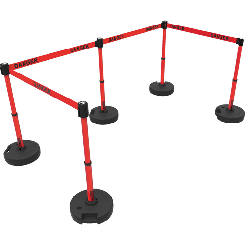 Plus Barrier Post Set, Plastic, 42" H, Red Tape, 15' Tape Length Groupe Generik