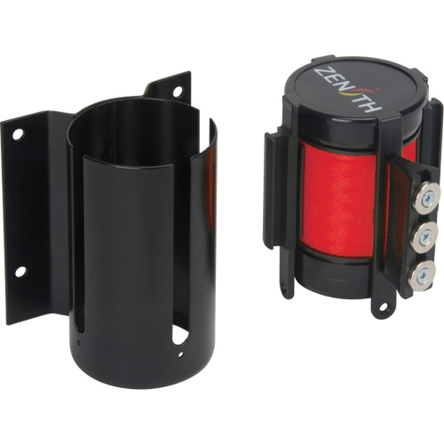 Barri&egrave;re &agrave; fixation murale avec ruban magn&eacute;tique, Acier, Fixation par vis, 12', Ruban Rouge Groupe Generik
