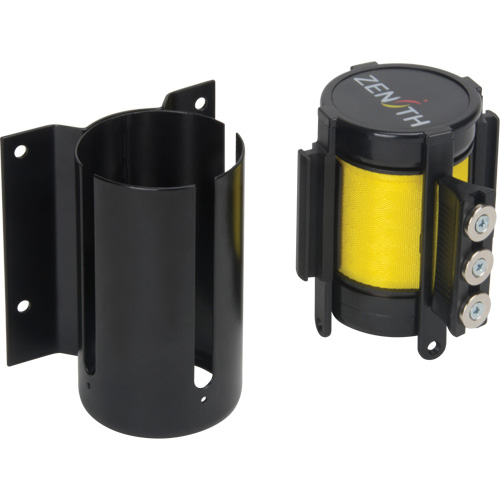 Wall Mount Barrier with Magnetic Tape, Steel, Screw Mount, 12', Yellow Tape Groupe Generik