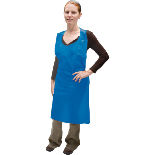 Polyethylene Apron, Polyethylene, Blue, 35" W x 46" L Groupe Generik