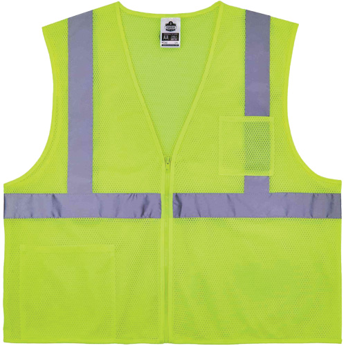 Gilet de s&eacute;curit&eacute; auto-extinguible GloWear 8256Z, Jaune lime haute visibilit&eacute;, Moyen/Petit, Polyester Groupe Generik