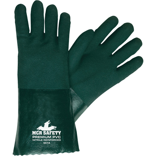 Chemical Resistant Gloves, Size Large, 14" L, PVC, Jersey Inner Lining Groupe Generik