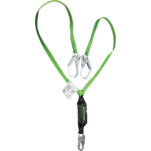 Miller&reg; HP Shock-Absorbing Lanyard, 6', Locking Rebar Hook Center, Locking Snap Hook Leg Ends, Polyester Groupe Generik