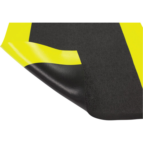Airsoft Anti-Fatigue Mat, Pebbled, 3' x 5' x 3/8", Black/Yellow, PVC Sponge Groupe Generik
