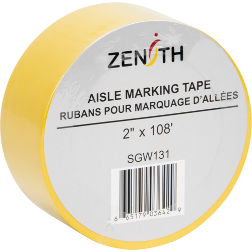 Ruban pour marquage d'all&eacute;es, 2" x 108', PVC, Jaune Groupe Generik