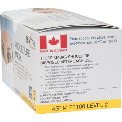 Masques d'intervention jetables, ASTM F2100 Niveau 2, Classe 1 Groupe Generik
