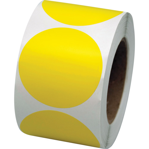 Pastilles de marquage color&eacute;es, Cercle, 3" lo x 3" la, Jaune, Vinyle Groupe Generik