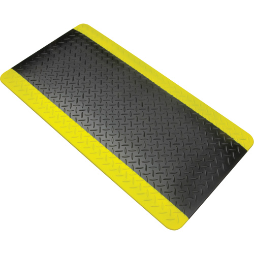 Anti-Fatigue Matting, Diamond, 1-2/3' x 3-1/4' x 3/4", Black/Yellow, Polyurethane Groupe Generik