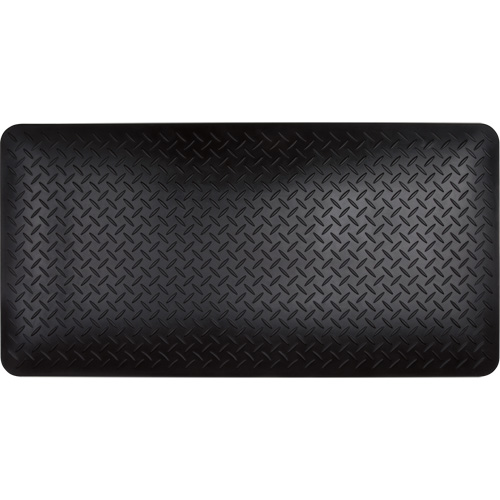 Anti-Fatigue Matting, Diamond, 1-2/3' x 3-1/4' x 3/4", Black, Polyurethane Groupe Generik