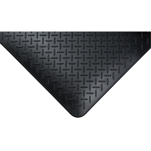 Anti-Fatigue Matting, Diamond, 1-2/3' x 3-1/4' x 3/4", Black, Polyurethane Groupe Generik
