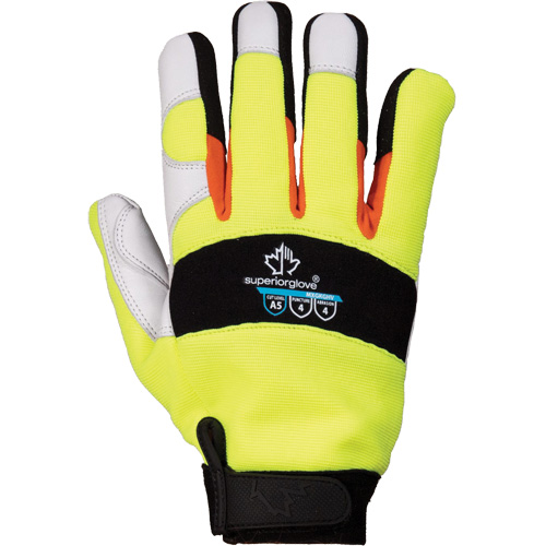 ClutchGear&reg; High-Visibility Mechanic's Gloves, Grain Goatskin Palm, Size Medium Groupe Generik