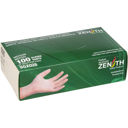 Gants jetables, Moyen, Vinyle, 4,5 mils, Sans poudre, Transparent, Classe 2 Groupe Generik
