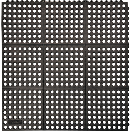 Tapis antifatigue &agrave; imbrication Cushion-Ease 550, &agrave; fentes, 3' x 3' x 3/4", Noir, Caoutchouc Groupe Generik