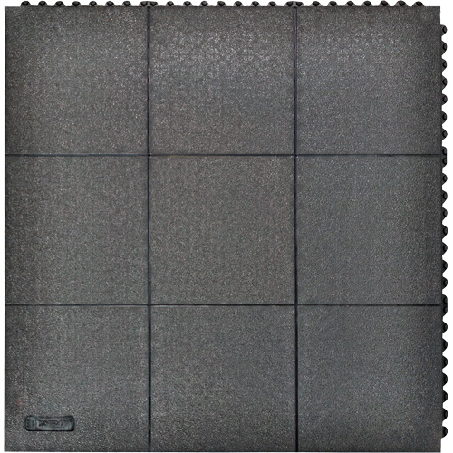 Tapis antifatigue &agrave; imbrication Cushion-Ease, Rugueux, 3' x 3' x 3/4", Noir, Caoutchouc naturel Groupe Generik