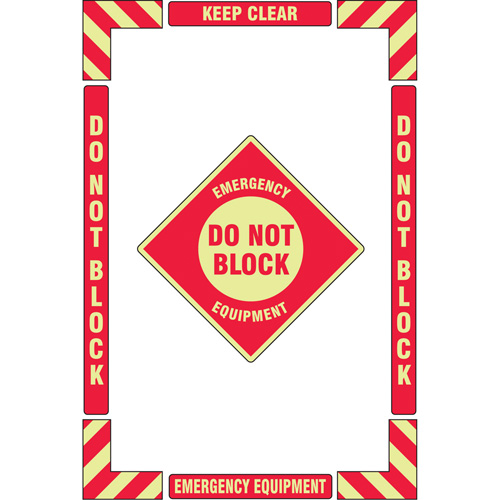 Trousse de marquage du sol ?Emergency Equipment? (&eacute;quipement durgence), Adh&eacute;sif, Anglais avec pictogramme Groupe Generik
