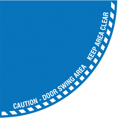 Signalisation au sol ?Caution? (attention) pour porte battante en quart de cercle, Adh&eacute;sif, Anglais avec pictogramme Groupe Generik