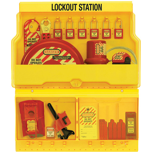 Station de cadenassage pour vannes et appareils &eacute;lectriques de luxe standard, Cadenas Thermoplastique, Capacit&eacute; de 32, Cadenas Compris Groupe Generik