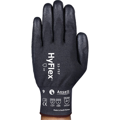 Gants r&eacute;sistant aux coupures Hyflex 11-757, Taille 8, Calibre 18, Rev&ecirc;tement Polyur&eacute;thane, Enveloppe en Intercept, ASTM ANSI niveau A7/EN 388 niveau F Groupe Generik