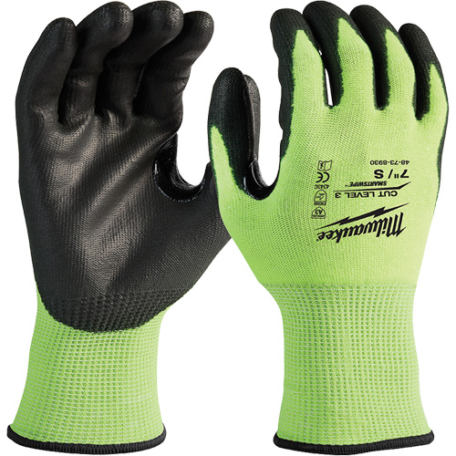 Gants haute visibilit&eacute; r&eacute;sistant aux coupures, Taille Petit, Calibre 15, Rev&ecirc;tement Nitrile/Polyur&eacute;thane, Enveloppe en Poly&eacute;thyl&egrave;ne, ANSI/ISEA 105 niveau 3 Groupe Generik