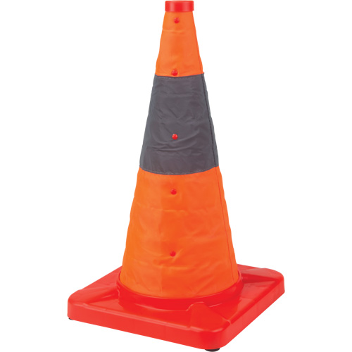 C&ocirc;ne de signalisation repliable, 18" h, Orange Groupe Generik