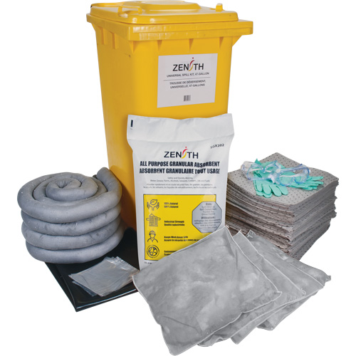 Trousse de lutte contre les d&eacute;versements de premi&egrave;re qualit&eacute;, Universel, Bac, Absorbance de 63 gal. US Groupe Generik