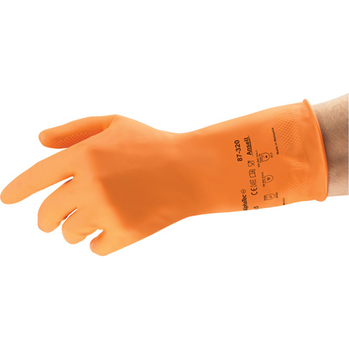 Gants r&eacute;sistants aux produits chimiques AlphaTec 87-320, Taille 9,5, 11,8" lo, Latex de caoutchouc, Doublure en Coton/Ouat&eacute;e, 17 mils Groupe Generik