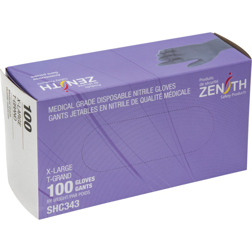 Gants jetables de calibre m&eacute;dical, T-Grand, Nitrile, 6 mils, Sans poudre, Noir, Classe 2 Groupe Generik