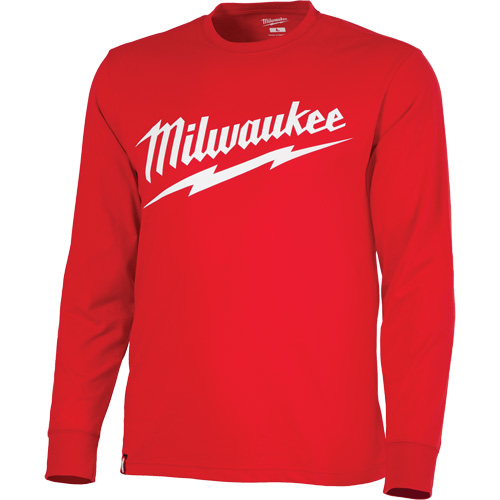 Chandail &agrave; manches longues tr&egrave;s r&eacute;sistant avec logo Milwaukee, Hommes, Petit, Rouge Groupe Generik