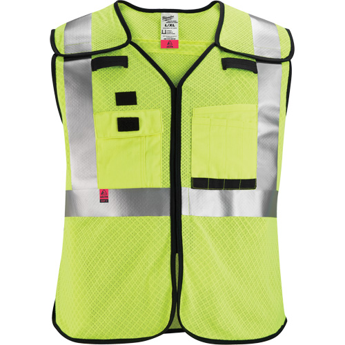 Breakaway Mesh Safety Vest, Black/High Visibility Lime-Yellow, Medium/Small Groupe Generik