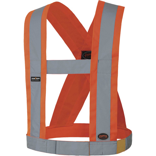 5490 Bretelles de s&eacute;curit&eacute; r&eacute;glable de 4" de large, R&eacute;pond ou surpasse la norme CSA Z96 classe 2 - niveau 2, Orange haute visibilit&eacute;, Couleur r&eacute;fl&eacute;chissante Argent, Taille unique Groupe Generik