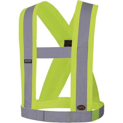 5492 4" Wide Adjustable Safety Sash, Meets/Exceeds CSA Z96 Class 2 - Level 2, High Visibility Lime-Yellow, Silver Reflective Colour, One Size Groupe Generik