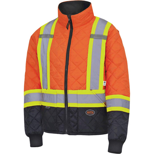 5015 Manteau matelass&eacute; pour cong&eacute;lateur, Polyester, Noir/Orange haute visibilit&eacute;, T-petit Groupe Generik