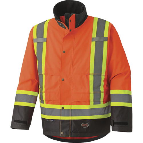 5400 300D Trilobal Ripstop Waterproof Safety Jacket, Polyester, Black/High Visibility Orange, 2X-Large Groupe Generik