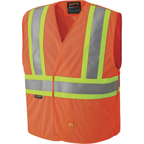 6914A Flame Resistant Safety Vest, High Visibility Orange, Medium/Small, Polyester Groupe Generik